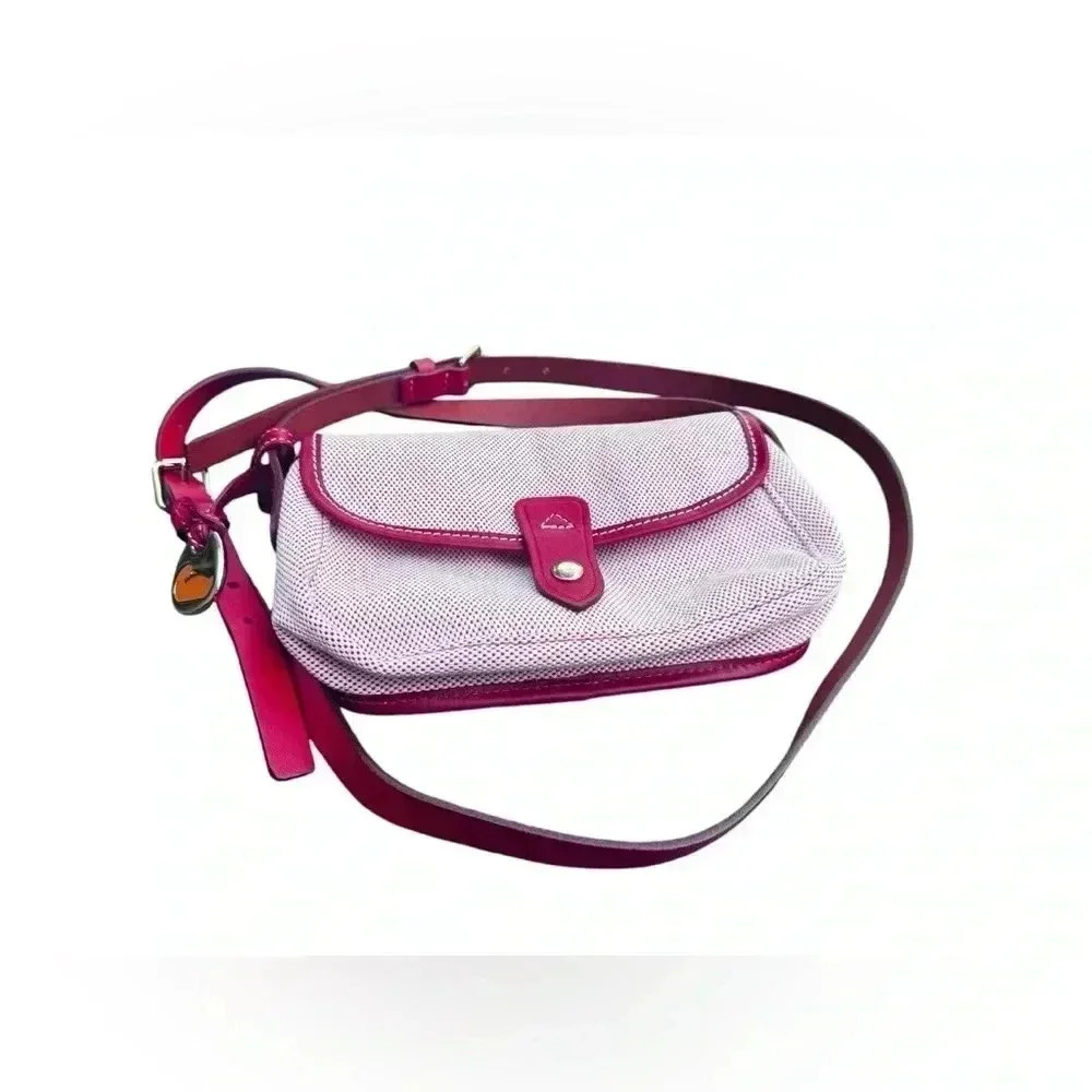 Dooney & Bourke Small East West Crossbody Flap Top Bag Leather Trim Purse